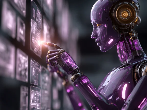 A futuristic purple AI robot analysing digital screens, representing AI-powered search and how websites are indexed and surfaced in generative search results. A futuristic purple AI robot analysing digital screens, representing AI-powered search and how websites are indexed and surfaced in generative search results.